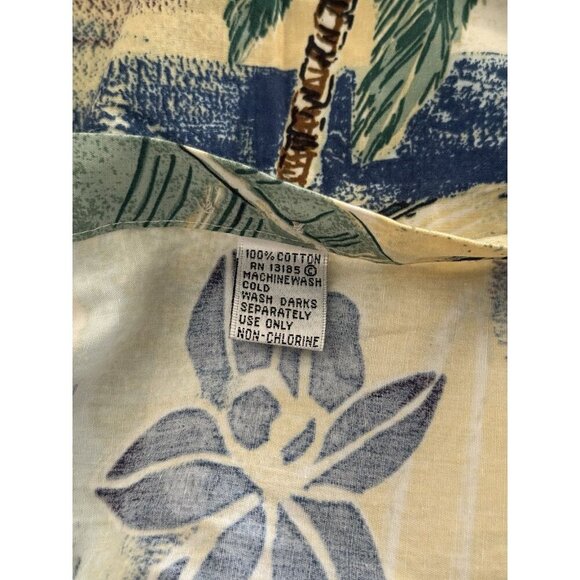 Pierre Cardin Hawaiian Shirt XL Tropical Floral Button Up Short Sleeve Yellow - Picture 4 of 9
